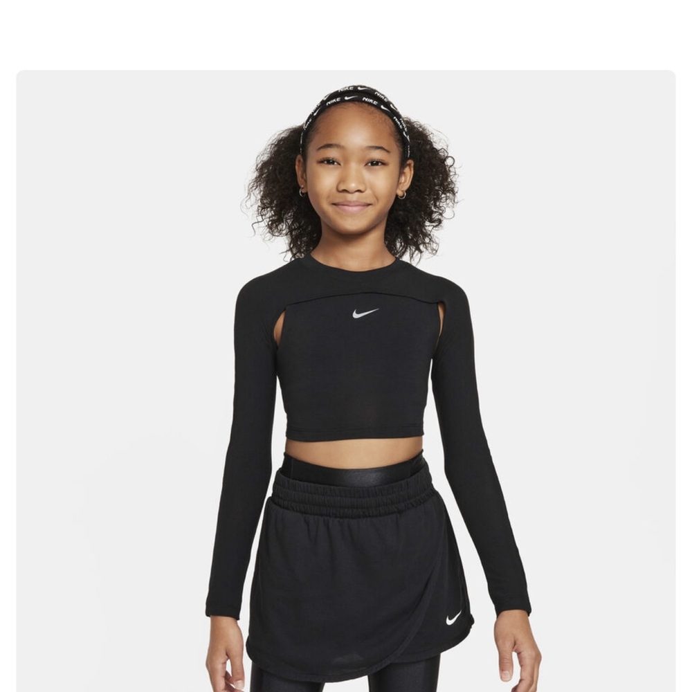 Nike Kids Black Long Sleeve Crop Top